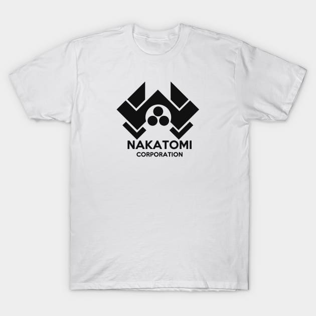 Nakatomi Logo - Black T-Shirt by BigOrangeShirtShop